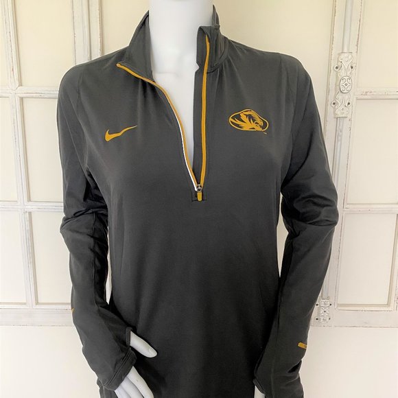 NIKE DRI-FIT TIGERS Gray Thumb holes Sweatshirt 1/2 Zip Front, Long Sleeve Sz M - Picture 2 of 16